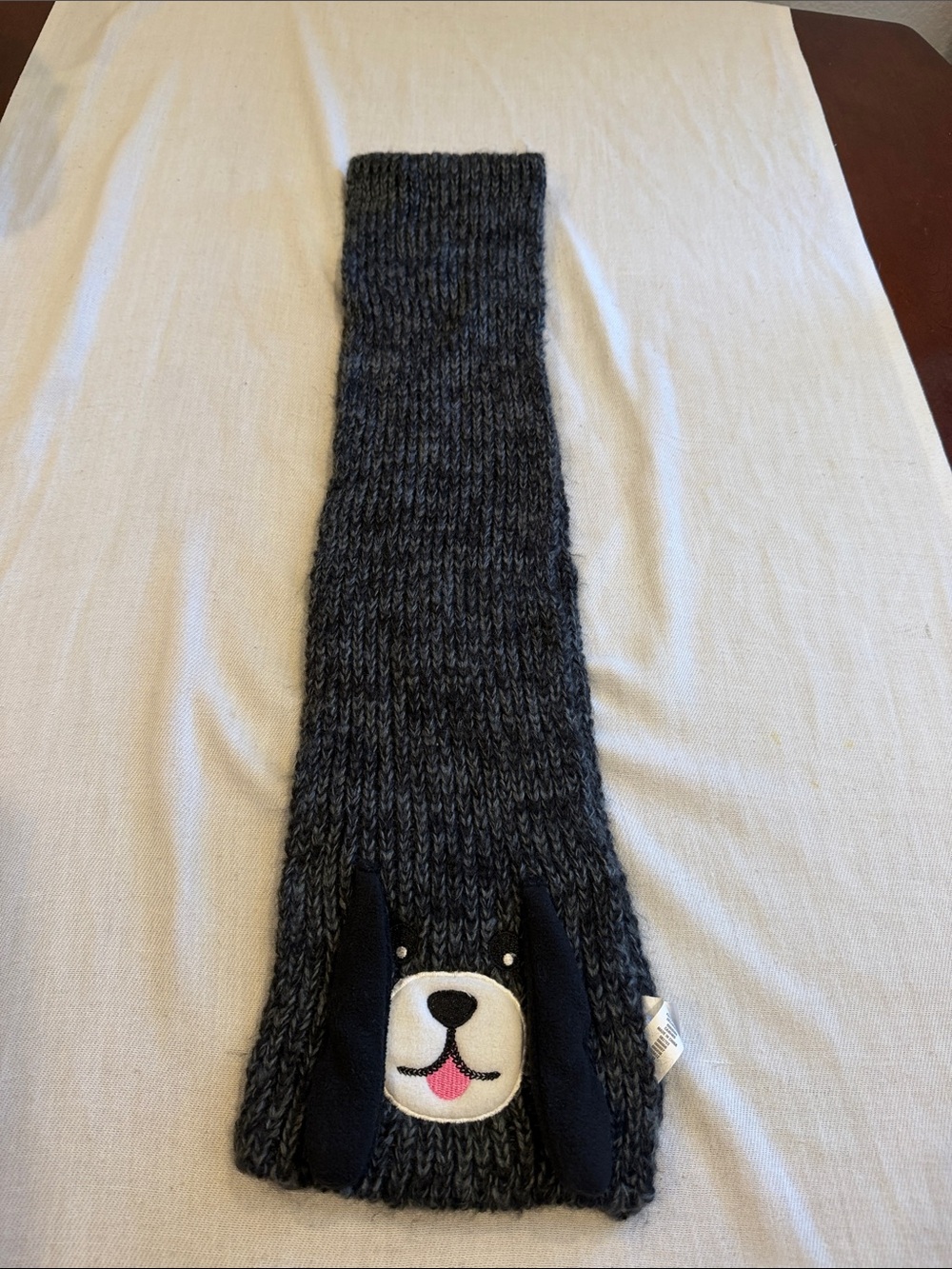 The Children's Place Charcoal Knit Kids Scarf with Dog Face